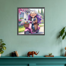 Load image into Gallery viewer, Diamond Painting - Full Round - Happy old lady riding a bicycle (30*30CM)