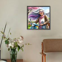 Load image into Gallery viewer, Diamond Painting - Full Round - Happy old lady riding a bicycle (30*30CM)
