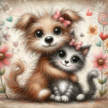 Load image into Gallery viewer, Diamond Painting - Full Round - Plush puppy and kitten (30*30CM)