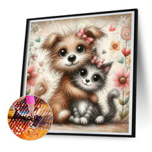 Load image into Gallery viewer, Diamond Painting - Full Round - Plush puppy and kitten (30*30CM)