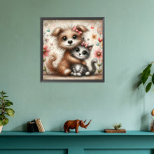 Load image into Gallery viewer, Diamond Painting - Full Round - Plush puppy and kitten (30*30CM)