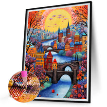 Load image into Gallery viewer, Diamond Painting - Full Round - sunset riverside town (40*50CM)
