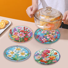 Load image into Gallery viewer, 4Pcs Diamond Painting Coasters Flower Animal DIY Art Coaster Art Craft Supplies