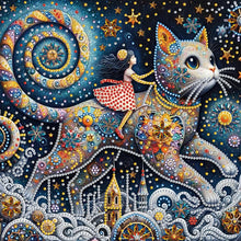 Load image into Gallery viewer, Diamond Painting - Partial Special Shaped - World Cat Day Children¡¯s Fantasy Journey (30*30CM)