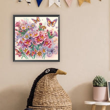 Load image into Gallery viewer, Diamond Painting - Partial Special Shaped - pink flower butterfly (30*30CM)