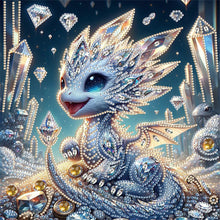 Load image into Gallery viewer, Diamond Painting - Partial Special Shaped - silver crystal dragon (30*30CM)