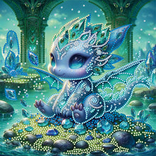 Load image into Gallery viewer, Diamond Painting - Partial Special Shaped - green crystal dragon (30*30CM)