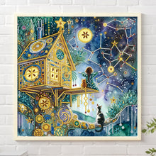 Load image into Gallery viewer, Diamond Painting - Partial Special Shaped - Fantasy Starry Sky Constellation Treehouse (40*40CM)