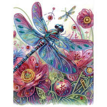 Load image into Gallery viewer, Diamond Painting - Partial Special Shaped - dragonfly on flowers (30*40CM)