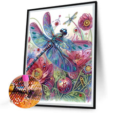 Load image into Gallery viewer, Diamond Painting - Partial Special Shaped - dragonfly on flowers (30*40CM)