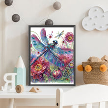 Load image into Gallery viewer, Diamond Painting - Partial Special Shaped - dragonfly on flowers (30*40CM)