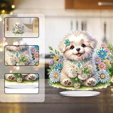 Load image into Gallery viewer, Acrylic White Puppy Table Top Diamond Painting Ornament Kits Bedroom Desk Decor