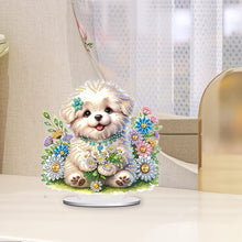 Load image into Gallery viewer, Acrylic White Puppy Table Top Diamond Painting Ornament Kits Bedroom Desk Decor