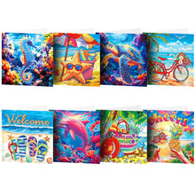 Load image into Gallery viewer, 8Pcs Special Shape Summer Beach Diamond Art Greeting Cards Gifts for Kids Adults