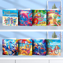 Load image into Gallery viewer, 8Pcs Special Shape Summer Beach Diamond Art Greeting Cards Gifts for Kids Adults