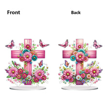 Load image into Gallery viewer, PVC Round Special Shaped Flower Cross DIY Diamond Painting Desktop Decorations