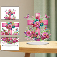 Load image into Gallery viewer, PVC Round Special Shaped Flower Cross DIY Diamond Painting Desktop Decorations