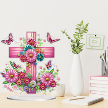 Load image into Gallery viewer, PVC Round Special Shaped Flower Cross DIY Diamond Painting Desktop Decorations