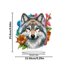 Load image into Gallery viewer, PVC Round Special Shaped Flower Wolf DIY Diamond Painting Desktop Decorations