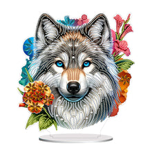 Load image into Gallery viewer, PVC Round Special Shaped Flower Wolf DIY Diamond Painting Desktop Decorations