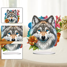 Load image into Gallery viewer, PVC Round Special Shaped Flower Wolf DIY Diamond Painting Desktop Decorations
