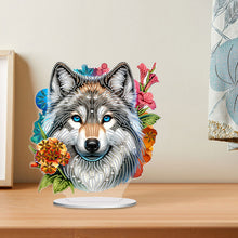 Load image into Gallery viewer, PVC Round Special Shaped Flower Wolf DIY Diamond Painting Desktop Decorations