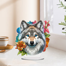 Load image into Gallery viewer, PVC Round Special Shaped Flower Wolf DIY Diamond Painting Desktop Decorations