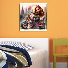 Load image into Gallery viewer, Diamond Painting - Full Round - cool motorcycle girl (30*30CM)