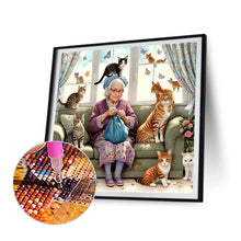 Load image into Gallery viewer, Diamond Painting - Full Round - cat and old man (40*40CM)