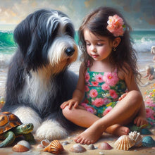 Load image into Gallery viewer, Diamond Painting - Full Square - Girl and dog at the beach (30*30CM)