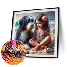 Load image into Gallery viewer, Diamond Painting - Full Square - Girl and dog at the beach (30*30CM)