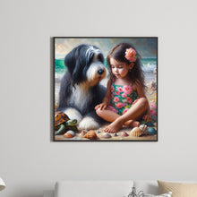 Load image into Gallery viewer, Diamond Painting - Full Square - Girl and dog at the beach (30*30CM)