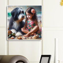 Load image into Gallery viewer, Diamond Painting - Full Square - Girl and dog at the beach (30*30CM)