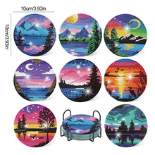 Load image into Gallery viewer, 8Pcs DIY Landscape Diamond Painting Coasters with Holder for Party Decor