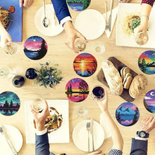 Load image into Gallery viewer, 8Pcs DIY Landscape Diamond Painting Coasters with Holder for Party Decor