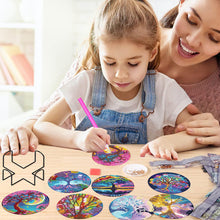 Load image into Gallery viewer, 8Pcs Tree of Life Diamond Painting Coasters with Holder for Party Decor