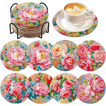 Load image into Gallery viewer, 8Pcs Blooming Flower Diamond Painting Coasters with Holder Animal for Party