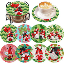 Load image into Gallery viewer, 8Pcs Summer Gnome Diamond Painting Coasters with Holder Animal for Party