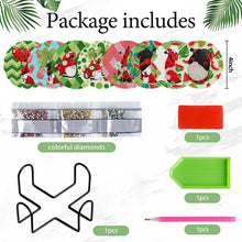 Load image into Gallery viewer, 8Pcs Summer Gnome Diamond Painting Coasters with Holder Animal for Party