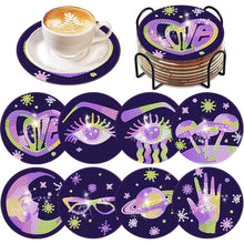 Load image into Gallery viewer, 8Pcs Devil Eye Diamond Painting Coasters with Holder Animal for Party Decor