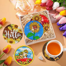 Load image into Gallery viewer, 8Pcs Sunflower Gnome Diamond Painting Coasters with Holder Animal for Party
