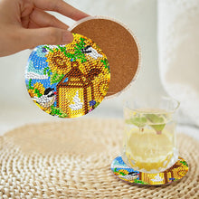 Load image into Gallery viewer, 8Pcs Sunflower Gnome Diamond Painting Coasters with Holder Animal for Party