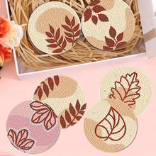 Load image into Gallery viewer, 8Pcs Leaf Diamond Painting Coasters with Holder Animal for Party Decor