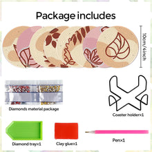 Load image into Gallery viewer, 8Pcs Leaf Diamond Painting Coasters with Holder Animal for Party Decor