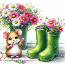Load image into Gallery viewer, Diamond Painting - Full Round - Little mouse and flowers in boots (30*30CM)