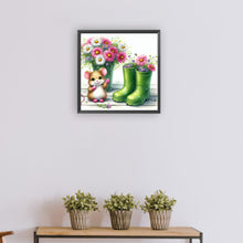 Load image into Gallery viewer, Diamond Painting - Full Round - Little mouse and flowers in boots (30*30CM)