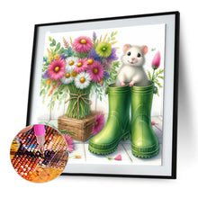Load image into Gallery viewer, Diamond Painting - Full Round - Little mouse and flowers in boots (30*30CM)