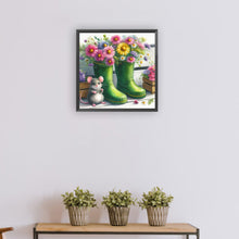 Load image into Gallery viewer, Diamond Painting - Full Round - Little mouse and flowers in boots (30*30CM)