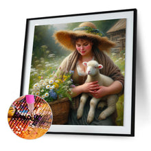 Load image into Gallery viewer, Diamond Painting - Full Round - Oil painting style farm woman (30*30CM)