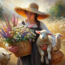 Load image into Gallery viewer, Diamond Painting - Full Round - Oil painting style farm woman (30*30CM)